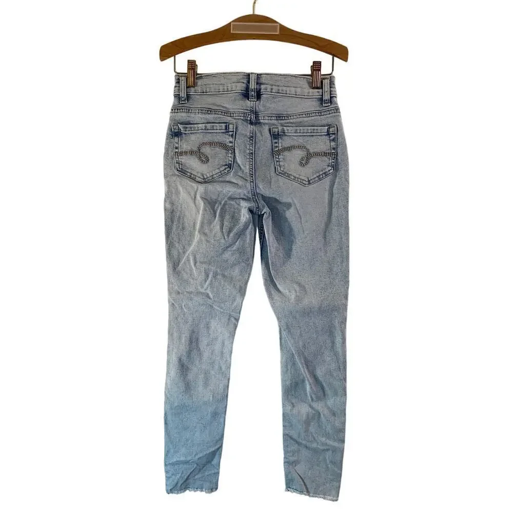 JUSTICE Girl’s Snap Button High Rise Distressed Jeggings / Size: 12